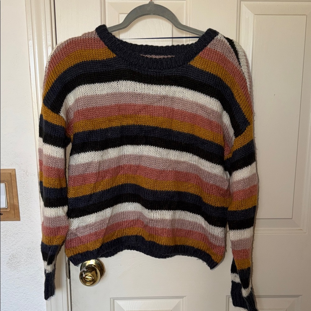 O'Neill Women's Striped Sweater - Black, Pink, Gold, Cream